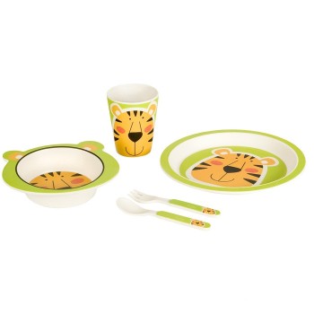 BIGBAMBOO SET ZA HRANJENJE OD BAMBUSA - TIGAR (5 DELOVA) 